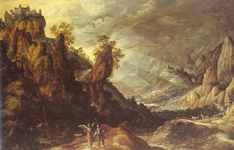 Kerstiaen de Keuninck Landscape with Tobias and the Angel Norge oil painting art